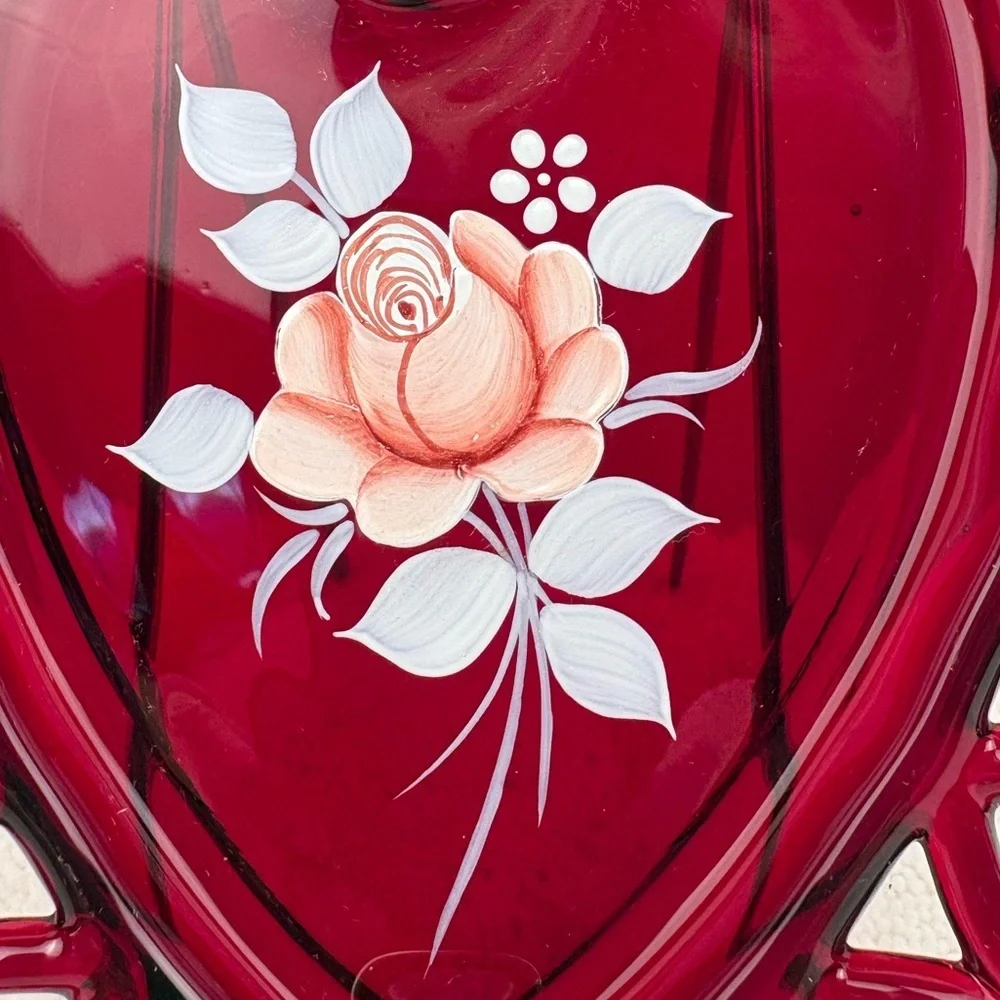 Vintage Westmoreland Ruby Red Heart Trinket Dish or Decorative Item